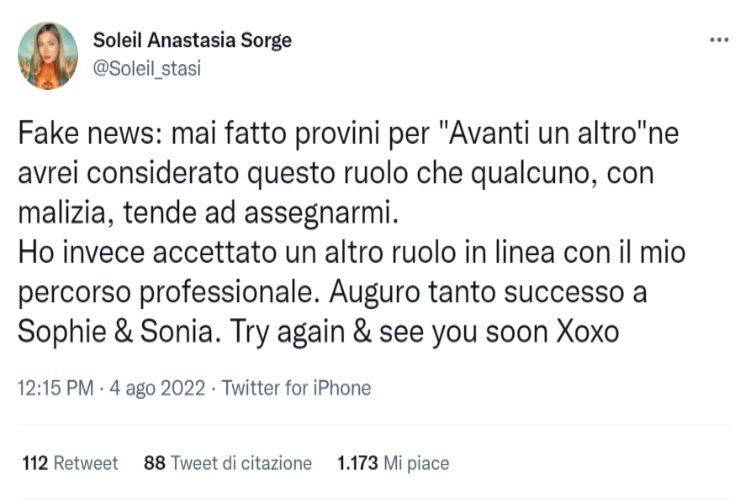 Soleil Sorge, contro Sonia Bruganelli - Political24 