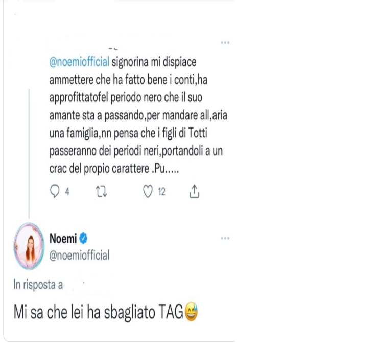 noemi attaccata da una fan di totti-arlex.it